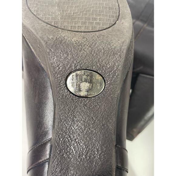 Stuart Weitzman Womens Block Heel Leather Ankle Boots Brown Size 8 - Picture 8 of 9